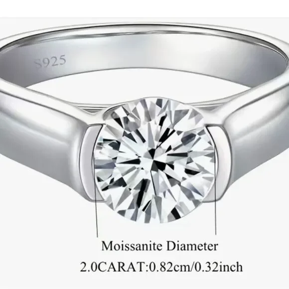NEW Gorgeous 2 Carat Moissonite Ring 925 Sterling Silver 18K GP